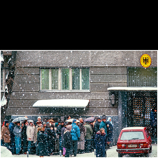 Sanctions — Queue in Front of the German Consulate, Belgrade, 1992